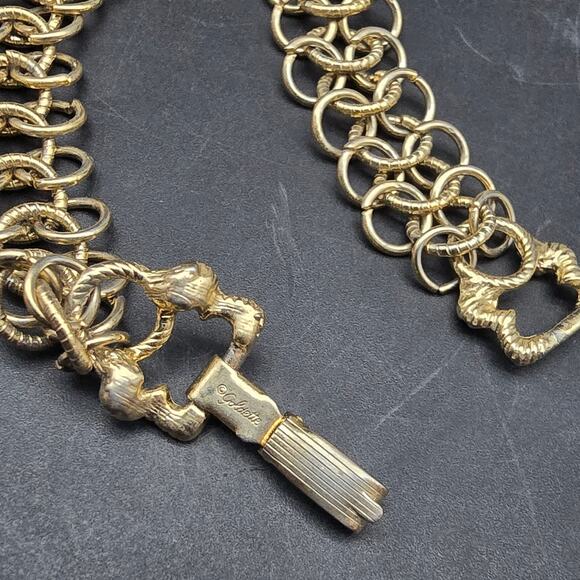 Vintage Goldette Gold Tone Circle Link Bracelet Costume Jewelry - Picture 4 of 8
